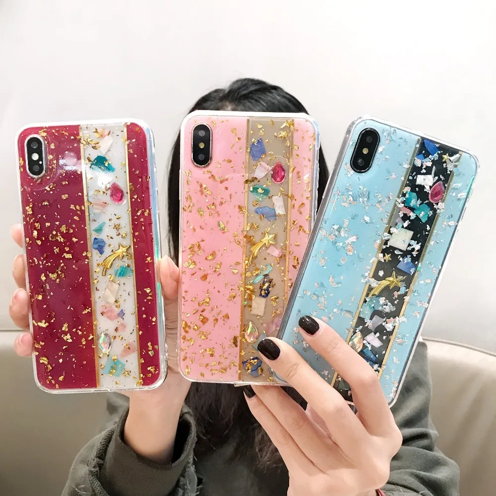 

Luxury Gold Foil Bling Marble Phone Case For iphone X XR XS Max Soft Glitter TPU Back Cover For iPhone 7 8 Plus 6 6s Coque