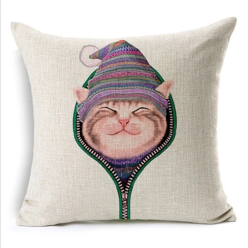 

Naughty Cat Square Throw Pillow Case Cushion Cover 45x45cm(18x18IN) Cute Cartoon Pillow Cover Home Decor