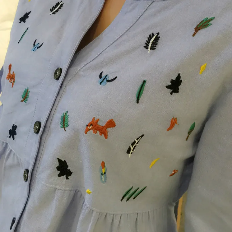 BAHEMAMI Pleated Embroidery Cotton Maternity Shirt Spring & Autumn Blouse Tops Clothes for Pregnant Women Pregnancy Clothin BAHEMAMI Pleated Embroidery Cotton Maternity Shirt Spring & Autumn Blouse Tops Clothes for Pregnant Women Pregnancy Clothin