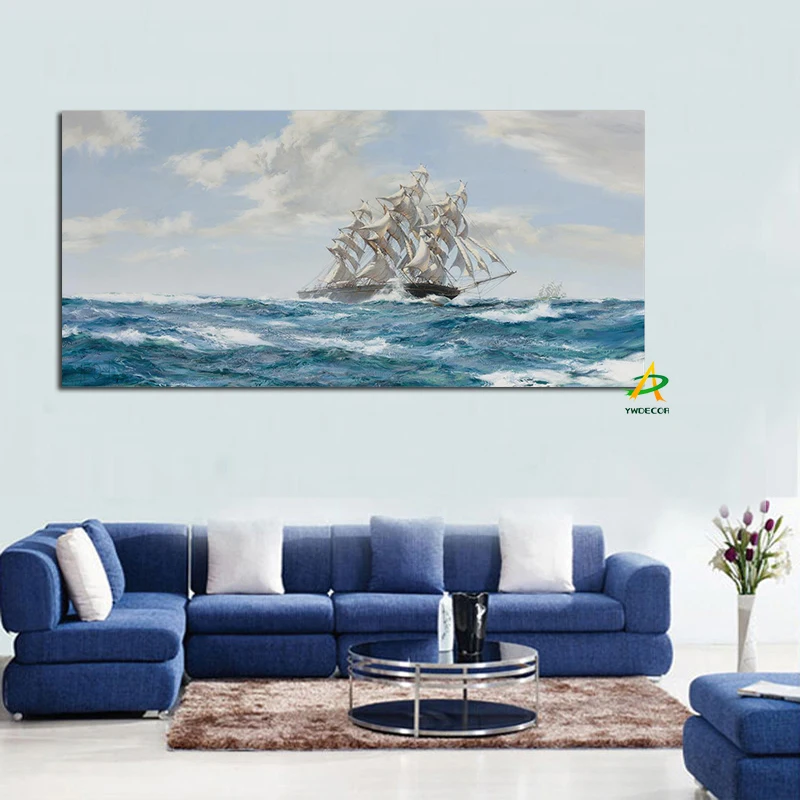 YWDECOR, креативный HD принт, корабль, парус на океане, абстрактная живопись на холсте, плакат, современное искусство, настенные картины для декора гостиной