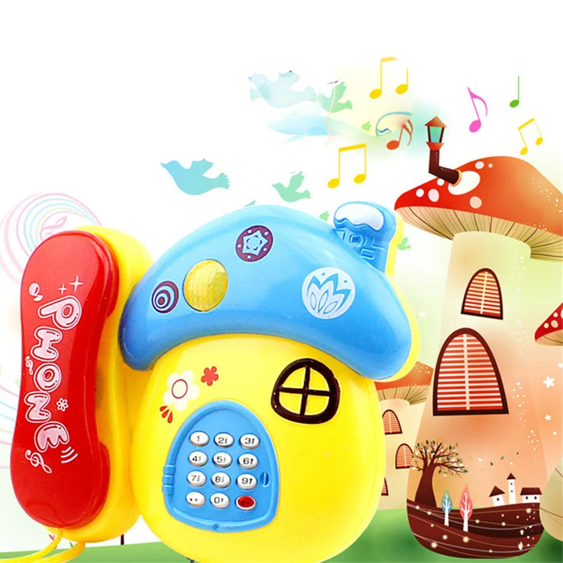 

Electronic Baby Toy Sound Light Cartoon Mushroom Telephone Early Education Creative Developing Intelligence Musical Phone Toys