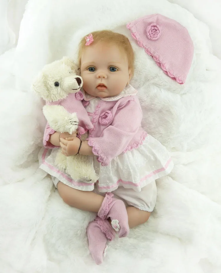 NPK 55CM Soft Silicone Newborn Baby Reborn Doll Babies Dolls 22inch Lifelike Real Bebe Doll for Children Birthday Xmas Gift