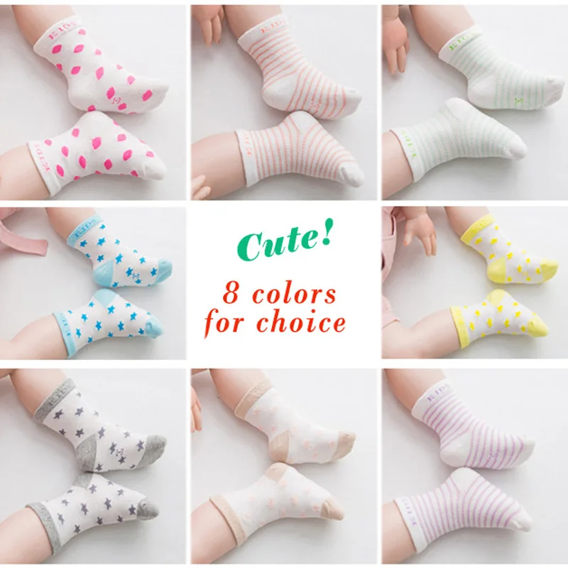 5 пар/партия, детские носки для мальчиков и девочек, весенне-Летние Стильные сетчатые повседневные хлопковые носки для новорожденных и малышей от 0 до 3 лет