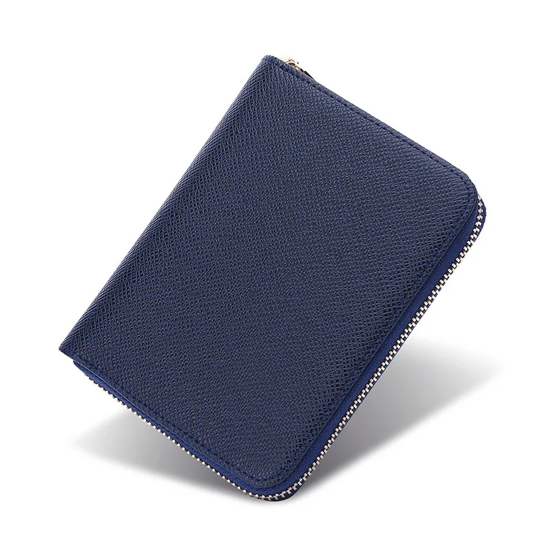 Полиуретановый кожаный унисекс на молнии RFID держатель для кредитных карт большой емкости мужские повседневные минималистичные дорожные кошельки - Цвет: dark blue