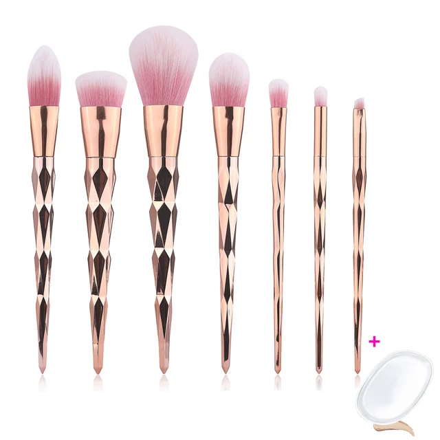 7Pcs Diamond Rose Gold Makeup Brushes Set Pro Eyeshadow ...