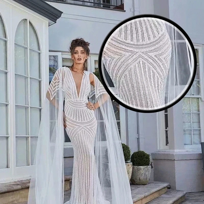 

White Lace Fabric High Quality 2018African Sequined Lace Fabric Net Lace Sequence Lace Fabric For Party Dress MD503 11colors