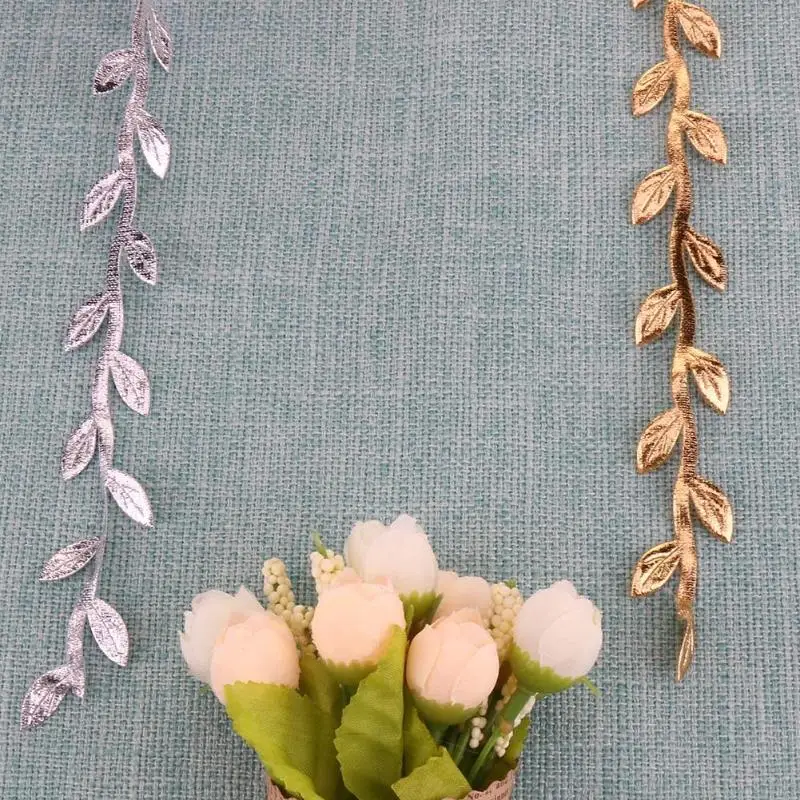 10 м серебряный золотой шелк искусственный Лист Листья лоза для вечерние свадебные украшения листва венок ручной работы поддельные цветы