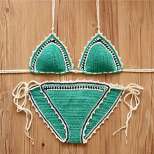Micro Bikinis Women Swimsuit 2017 Swimwear Low Waist Bathing Suit Push Up Swimming Suit Beach Crochet Bikini Tassel Green Blue