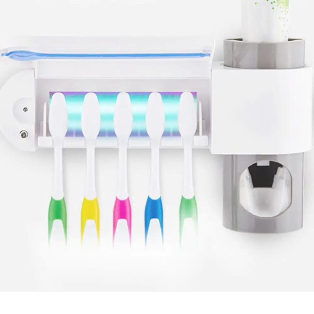 2 в 1 УФ двойная лампа-подставка для зубных щеток стерилизатор зубная щетка держатель автоматическая Зубная паста соковыжималки дозатор бытовой набор для ванной комнаты