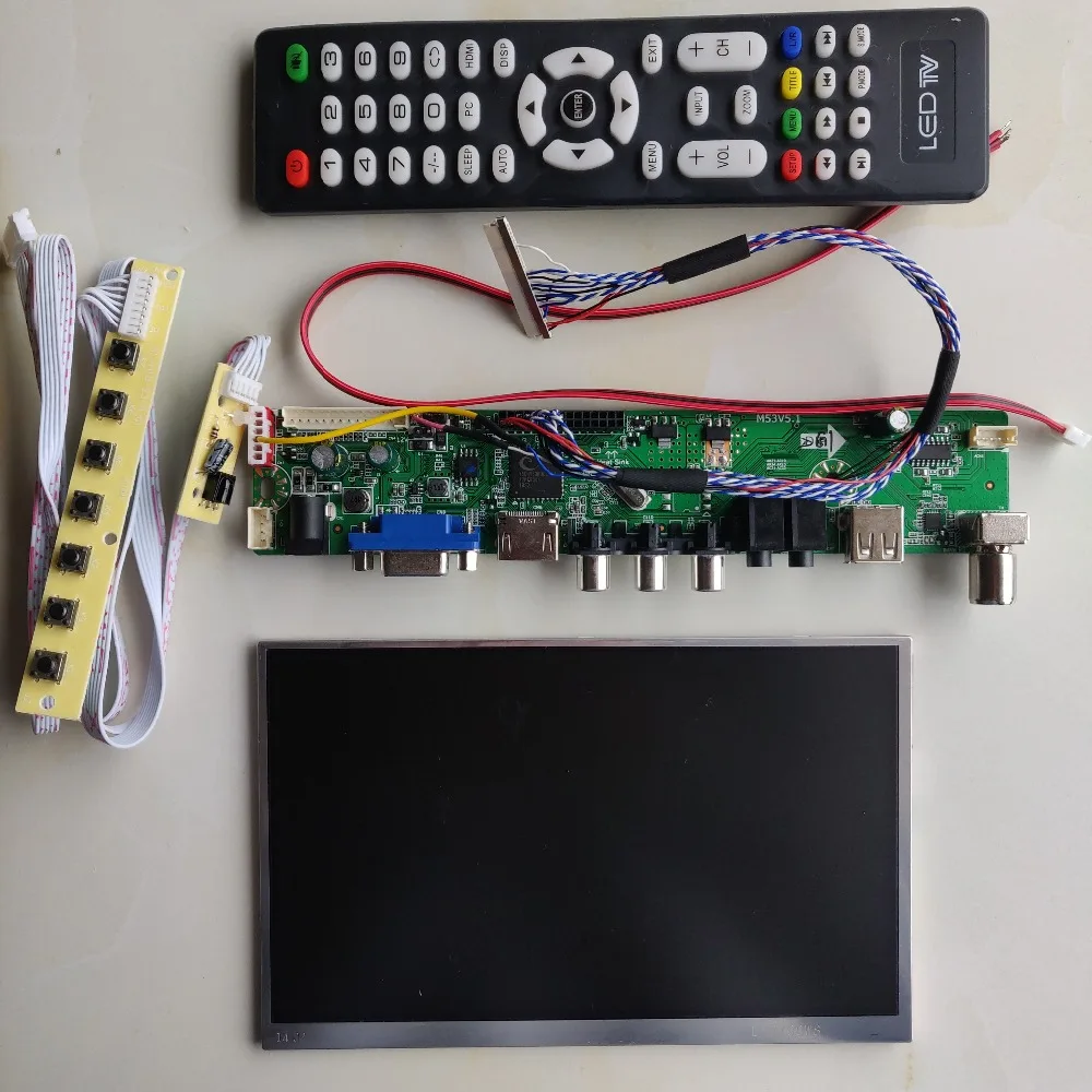 

7 inch 1280*768 720p lcd with 5 in 1 driver board DIY projector kit HD TV 16:9 screen high transmittance 500:1 12V powering