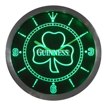

nc0004 Guinness Shamrock Beer Ale Bar Neon Sign LED Wall Clock