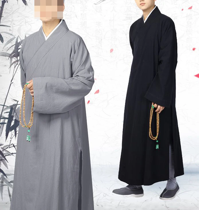 Winter warm cotton buddhist monk suits zen robe gown lay meditation clothing