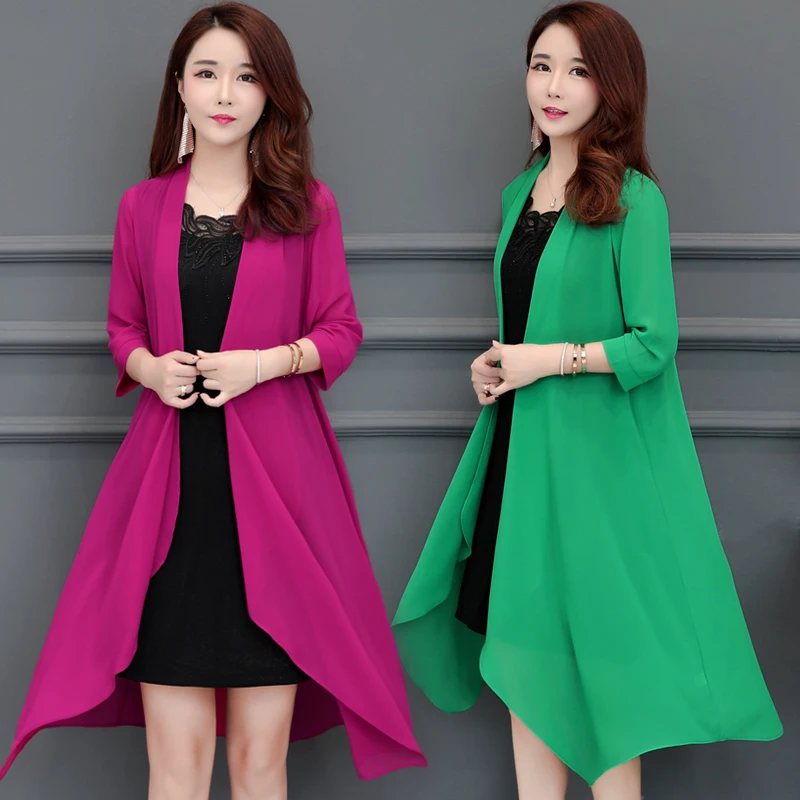 

Chiffon Cardigan Women's Coat Summer Irregular Loose Shawl Thin Windbreaker Large Size 5XL Beach Female Sun Protection Clothing