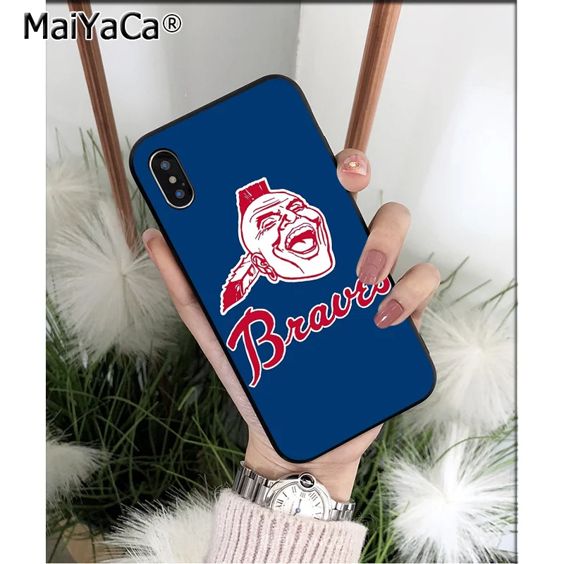 MaiYaCa подвеска Atlanta Braves черный мягкий чехол из ТПУ для телефона iPhone 6S 6plus 7 7plus 8 8Plus X Xs MAX 5 5S XR