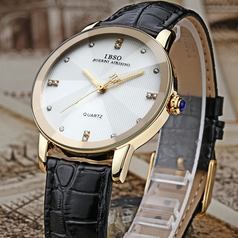 IBSO Топ Бренд роскошные классические черные часы для мужчин кожаный ремешок для мужчин s часы модные часы для мужчин водонепроницаемый Relogio Masculin