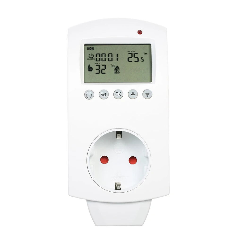 

Digital LCD Programmable Temperature Controller Controlling Air Conditioner Thermoregulator Plug In Thermostat