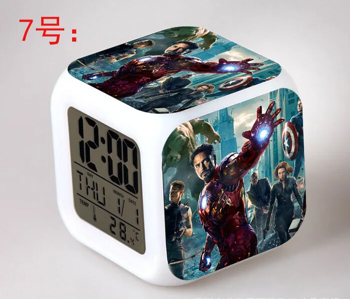 

Marvel's The Avengers Bedroom clock LED 7 Color Flash Digital Alarm Clocks Kids Bedroom Wake Up Clock Free Drop Shipping