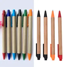 1/50 шт. эко переработанных Бумага ручка деревянный зажим шариковая ручка канцелярская