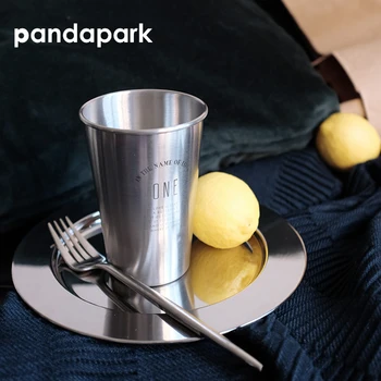 

Pandapark New Simple Stainless Steel Cups & Saucers Juice Beer Cup Unbreakable Stackable Pint Coffee Cup Drinking Cups PPX041
