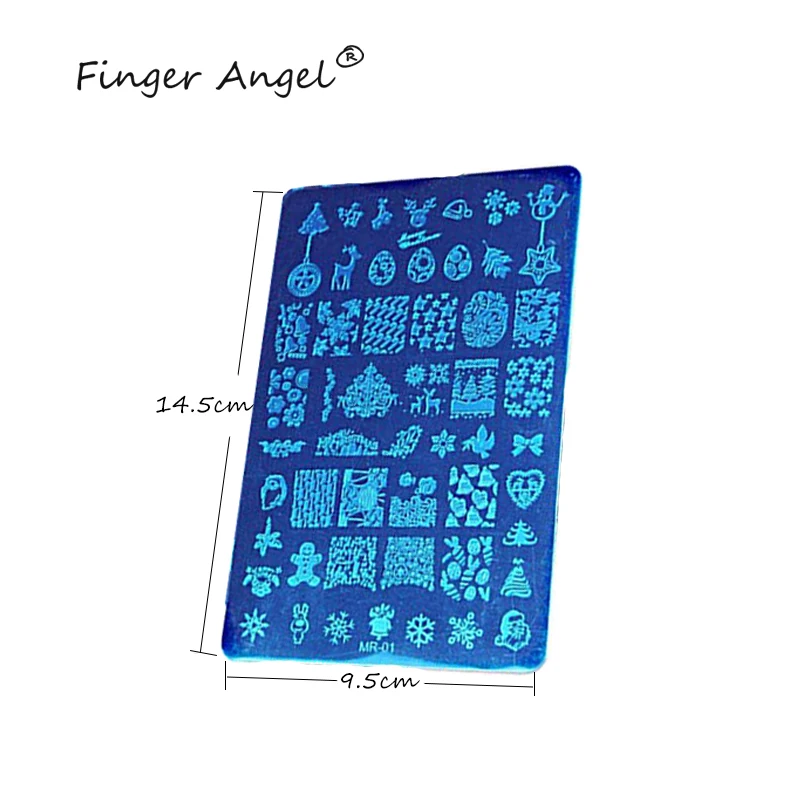 Finger Angel 1 шт. штамповочные пластины для ногтей штамп изображения Рождественский мультфильм дизайн 9,5*14,5 см Снеговик Снежинка DIY Дизайн ногтей шаблон