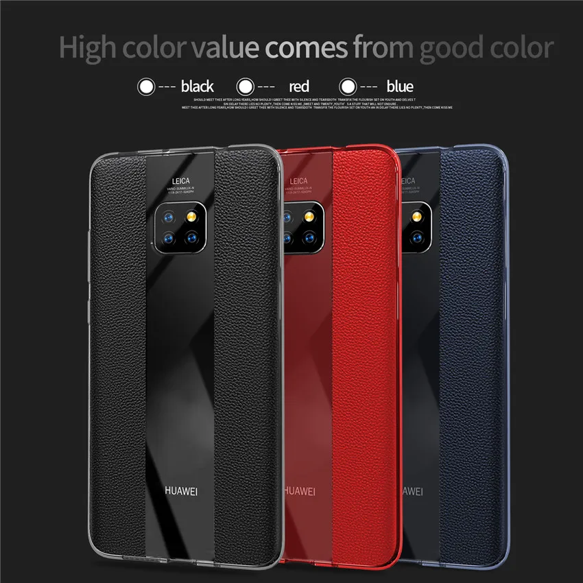 

Genuine Leather Soft Back Cover Case for Huawei Mate 20 20X Mate20 Pro Shockproof TPU Frame Blusiness Luxury Ultra Slim Thin