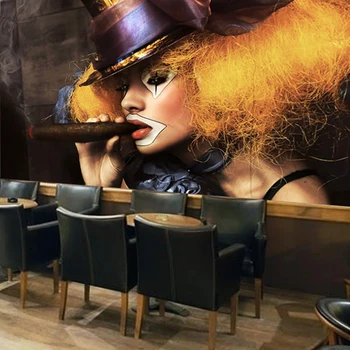 

Bacaz Smoking Lady Cigar 8D Papel Murals Wallpaper for Bar/Cafe/KTV/Hotel 3d Wall Photo Mural Wall paper 3D Wall Murals Covering