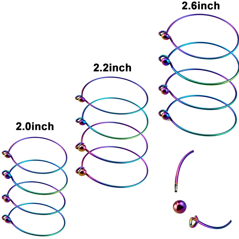 5 шт./лот, браслет цвета радуги 2,0/2,2/2,6 дюймов, гибкий пустой браслет, сделай сам, украшения, подарок для девочки