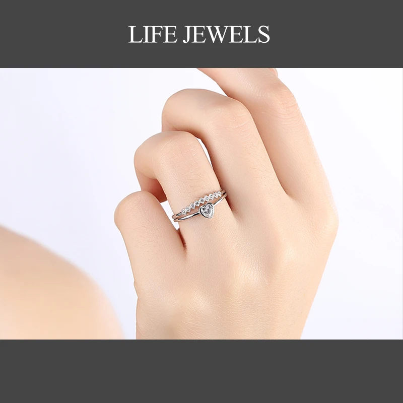 Authentic 100% 925 Sterling Silver Heart Shaped Zircon Rings Charm l Women Luxury Sterling Silver Valentine's Day Gift Jewelry Fine Jewelry