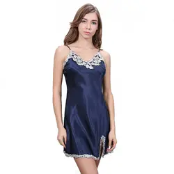 Распродажа цветок вышивка Ночная рубашка Спагетти ремень пятно женские пижамы разделение низ пикантные Неглиже