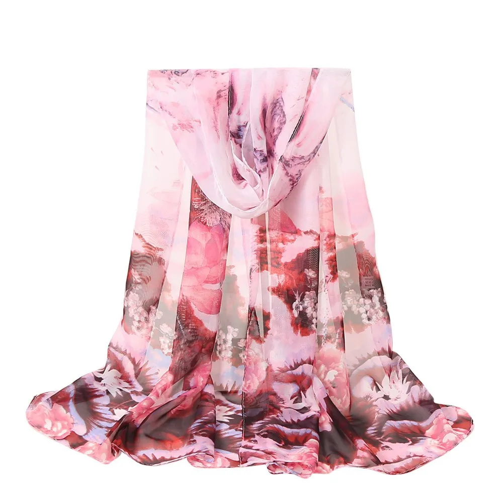 

Winter Women Scarf Flowers Printing Long Soft Wrap Scarf 2018 New Shawl Scarf