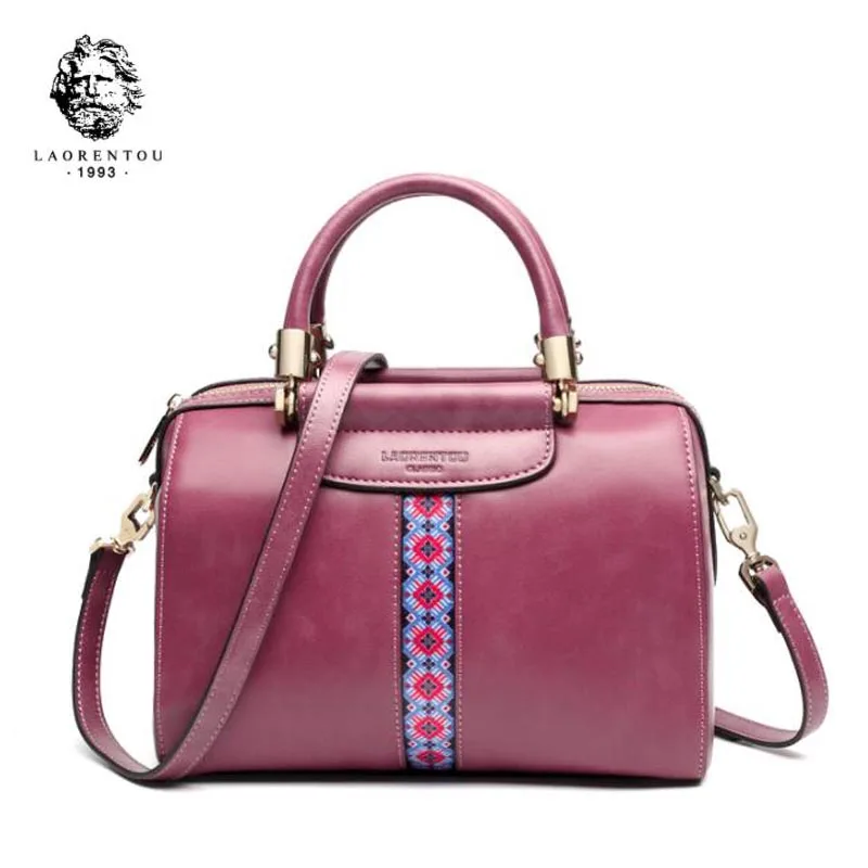 

LAORENTOU High-quality Fashion Luxury Brand 2018 New Shoulder Oil Wax Leather Messenger Bag Retro Bag Simple Handbags Genuine Le