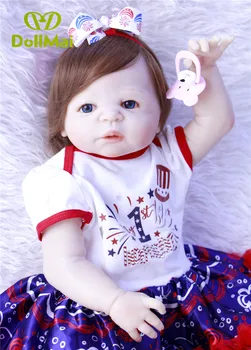 

DollMai 57cm Full Silicone Body Reborn Baby Doll Toy Like Real 22inch Newborn Girl Princess Babies Doll Bathe Toy Kid Gift