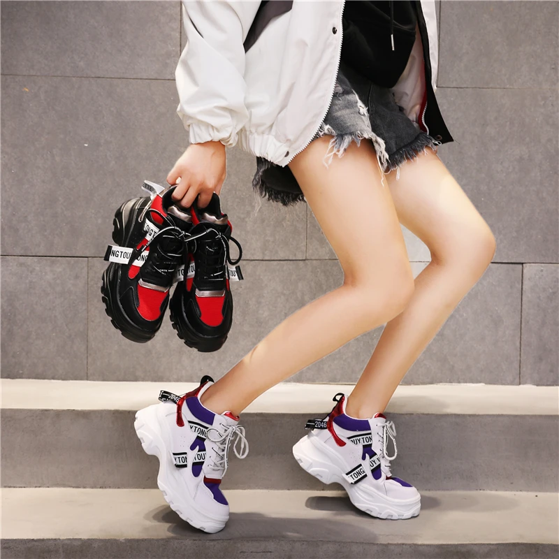 NEWDISCVRY/женские кроссовки на массивном каблуке; модные брендовые удобные женские кроссовки на платформе; коллекция года; высокие кроссовки; повседневная женская обувь