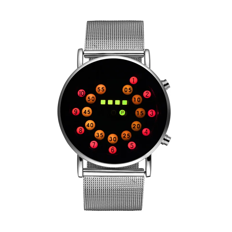 LED Fashion Cool Digital Watch Men Watches Luxury Mesh Binary Watches Male Digital Hour Clock Montre Homme Masculino Relojes 2