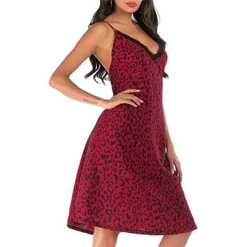 

Plus Size Women Sleepwear Sexy Night Dress Leopard Sling Lingerie Nightdress Tenu Sexy Lingerie Bridesmaid Robes Pijama Mujer