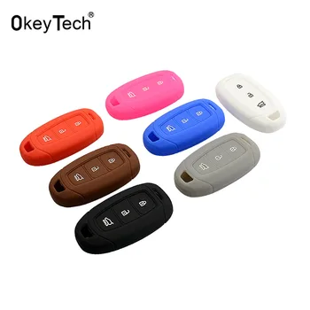 

OkeyTech for Ford Car Key Shell Silicone Rubber Cover Fob Case 3 Button Car Key Smart for Ford Focus Fiesta Ecosport Kuga Escape