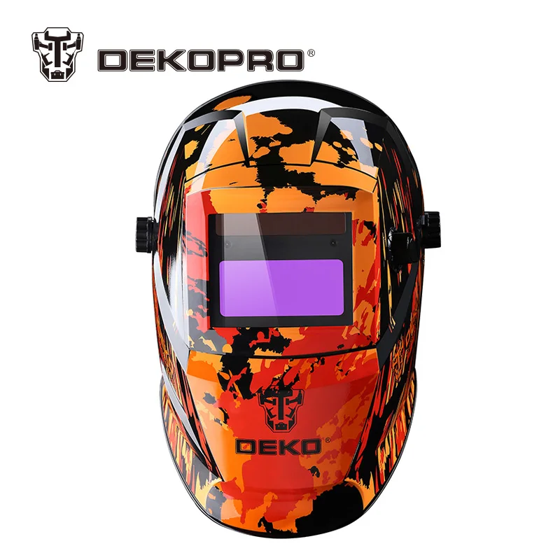 DEKOPRO Orange Fire Solar Auto Darkening MIG MMA Electric Welding Mask Helmet Welding Lens for Welding Machine or Plasma Cutter DEKOPRO Orange Fire Solar Auto Darkening MIG MMA Electric Welding Mask Helmet Welding Lens for Welding Machine or Plasma Cutter