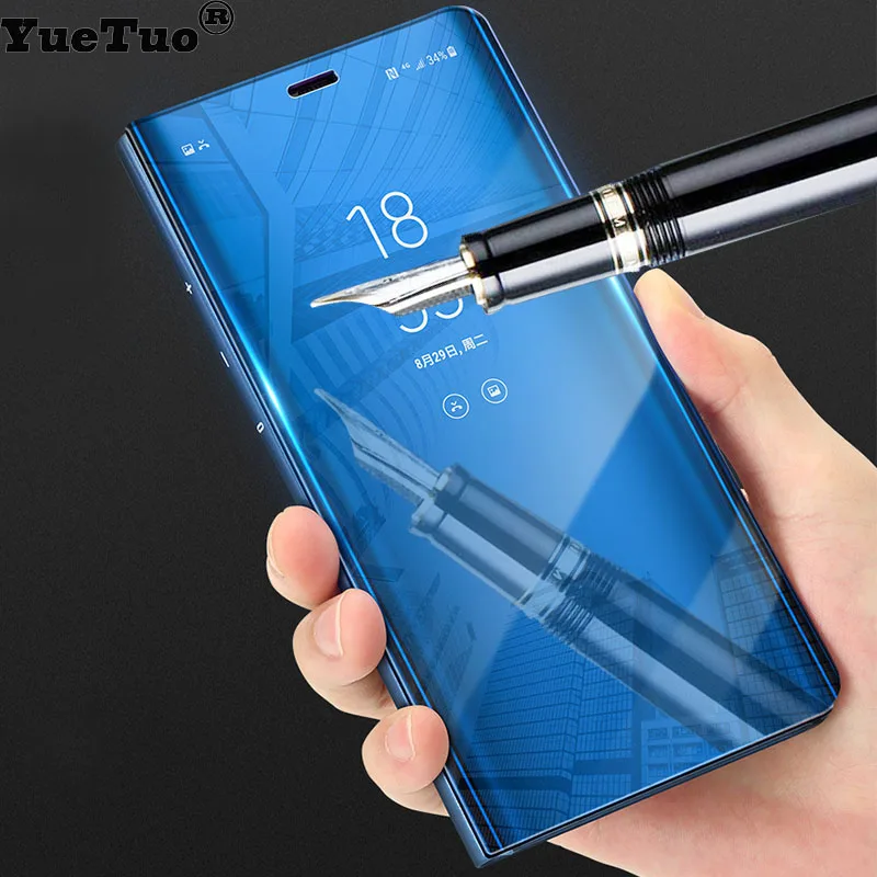 

YueTuo Flip Mirror Clear View Case For xiaomi mi 5c 5x 6 6x a1 a2 lite PU smart Leather Stand hard thin Phone back Cover coque