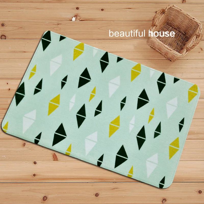 Nordic Добро пожаловать коврики геометрический черный желтый узор дверь детской комнаты коврики Ванная комната Кухонный ковер Нескользящие Tapete
