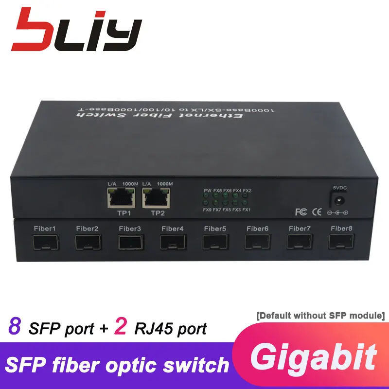 

SFP 8G2E 1000M gigabit 8 sfp fiber 2 RJ45 UTP fiber interruptor fiber optic media converter ethernet fiber switcher for GBIC SFP