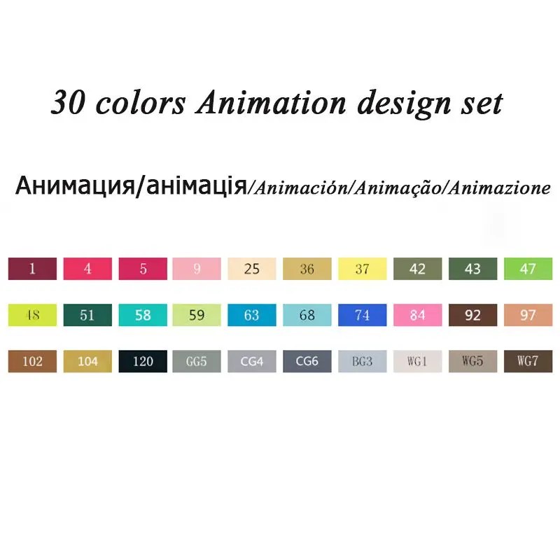 TOUCHNEW художественный маркер 30 40 60 80 168 цветов художественный двойной набор маркеров для анимация дизайн Манга школа Рисование Эскиз Маркер - Цвет: 30 Color Animation