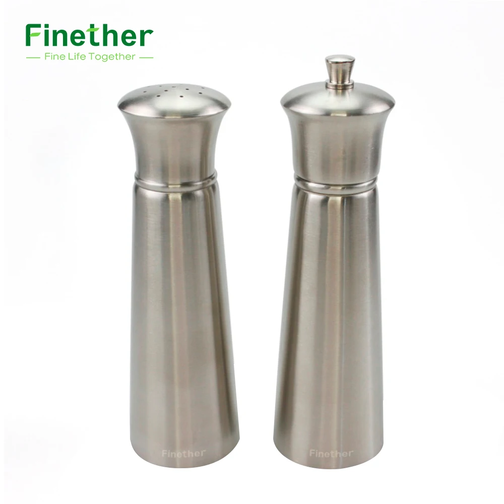 2PCS 7''&6.5" Manual 304 Stainless Steel Salt Shaker and
