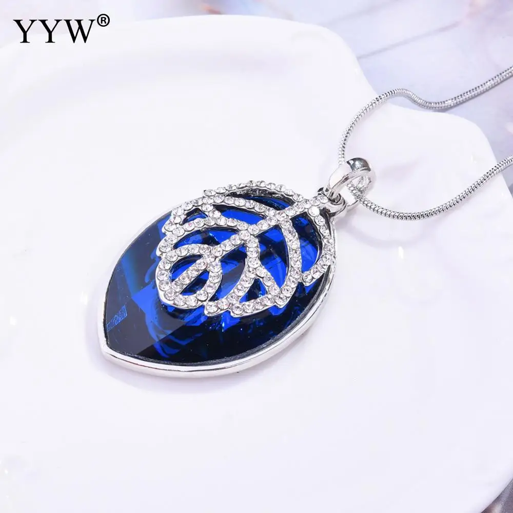 YYW 2019 New Fashion Sweater Chain Necklace With Crystal 25.6-Inch Ladies Jewelry Gift Leaf Silver-Plated Snake | Украшения и