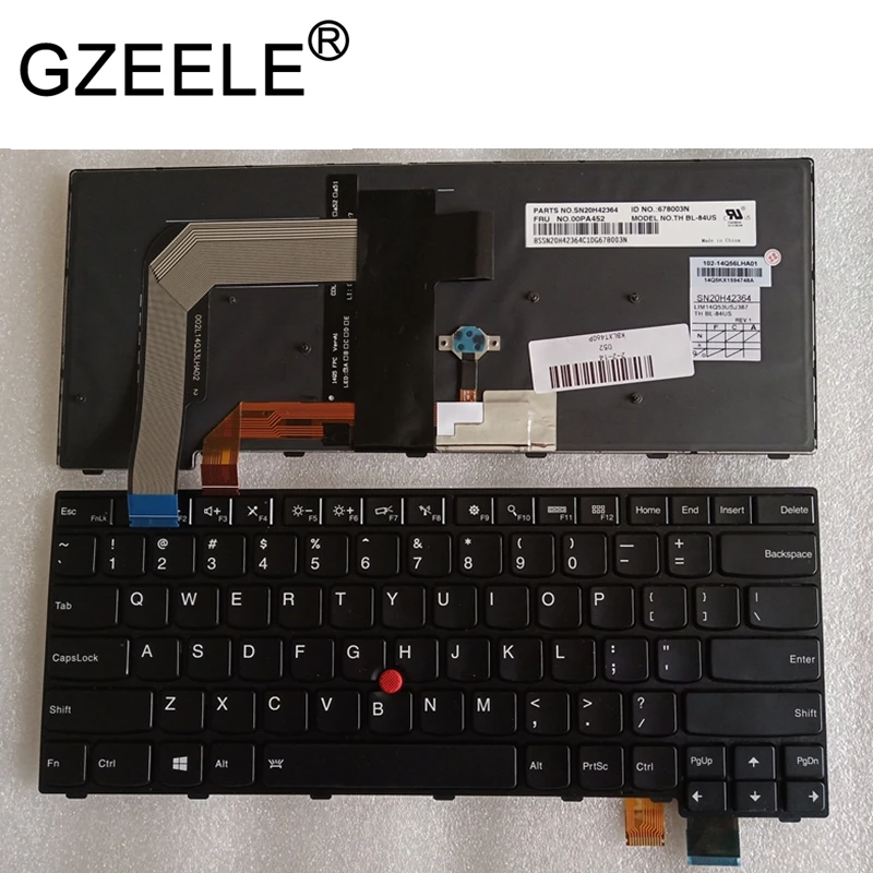 Клавиатура GZEELE для Lenovo клавиатура Teclado английская подсветка 00PA534 00PA452 01YR088 черная