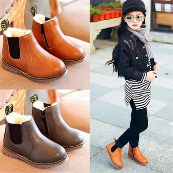 

MHYONS 2019 Children Boots Boys Snow Waterproof Shoes Kids Leather Boots Boy Boots Girls Martin Warm Shoes Sport Shoes 21-30