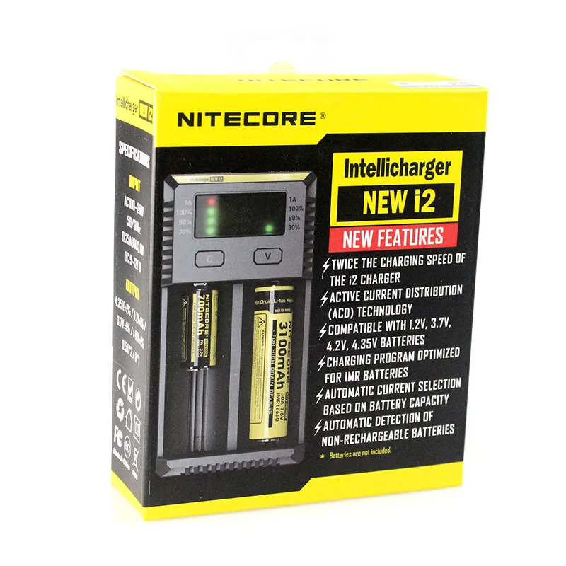 Новинка зарядное устройство NITECORE I2 Intelli с OLED экраном + 18650 3200 мАч NL1832 3 7 в Вт ч