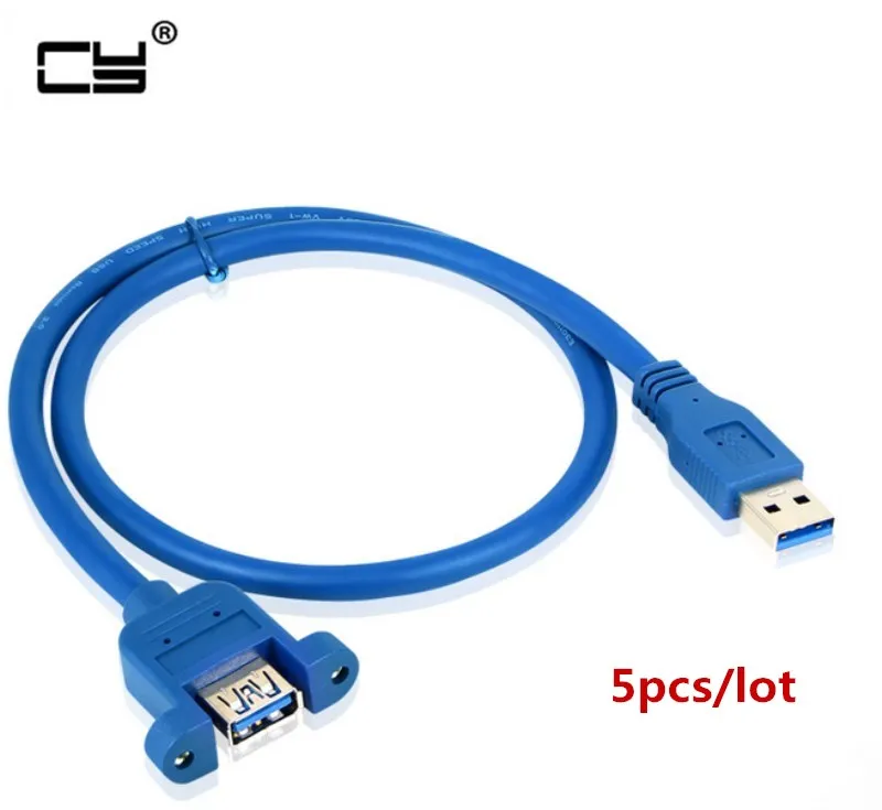 USB 3.0 male to female extension Cable panel mount screw lock connector