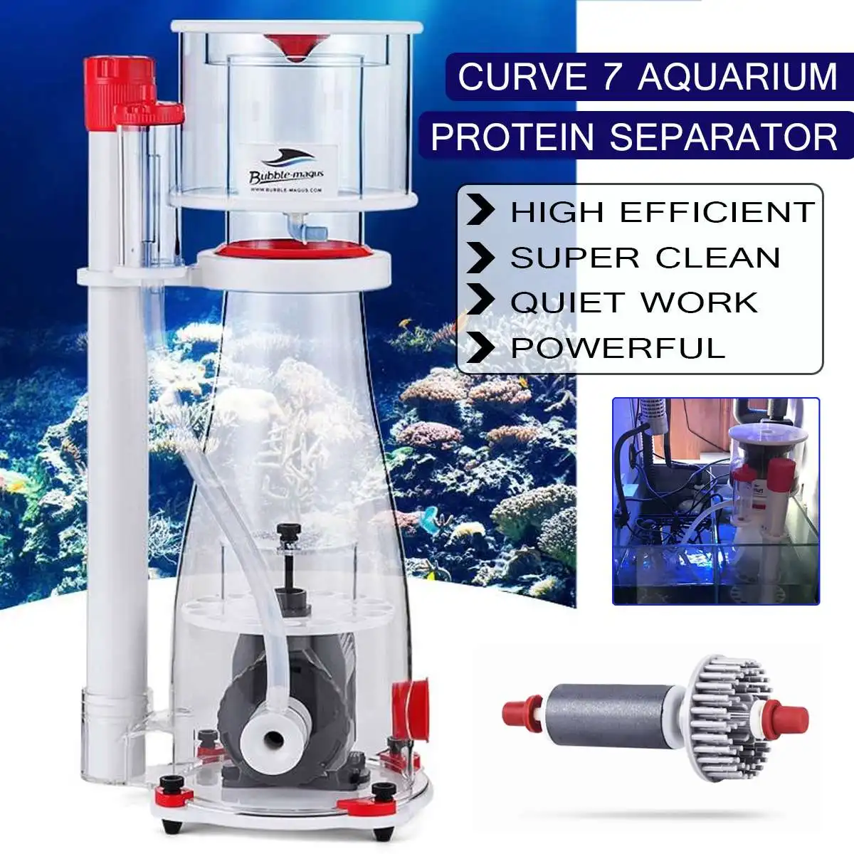 

Bubble Magus Curve 7 In Sump Needle Wheel Protein Skimmer Reef Marine Fish Tank Aquarium Protein Skimmer