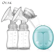 Oeak, мощный двойной Электрический молокоотсос для сосков, USB Электрический молокоотсос с детской бутылочкой для молока, соска для холодного тепла