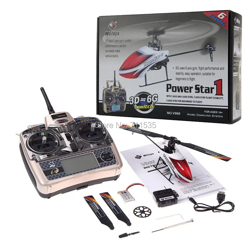 WLtoys V966 Power Star 1 6CH 2.4G 3D Flybarless Remote Control RC